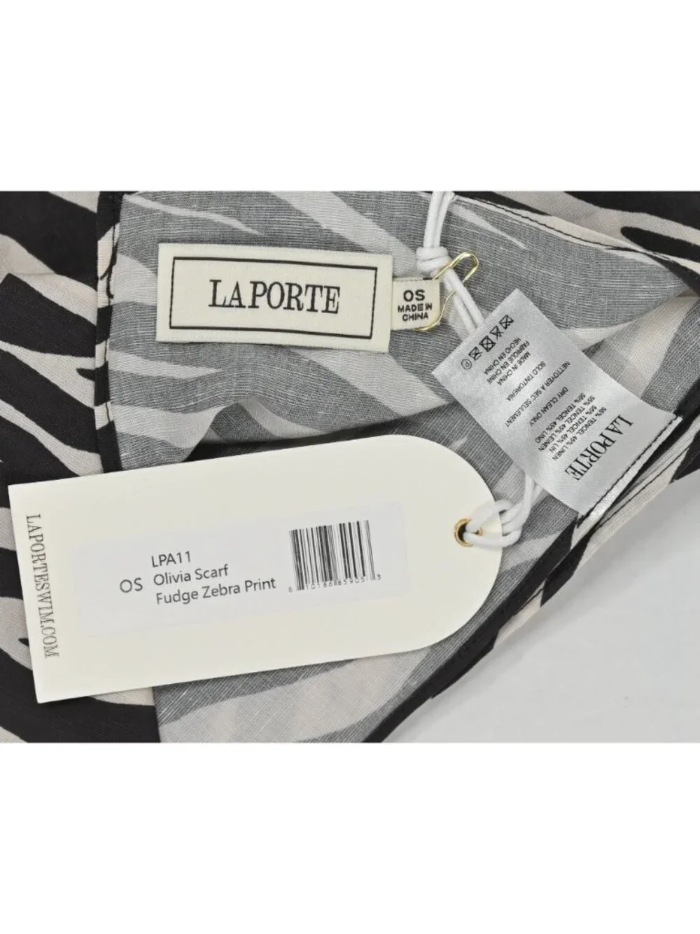 La Porte Olivia Scarf in Fudge Zebra Print